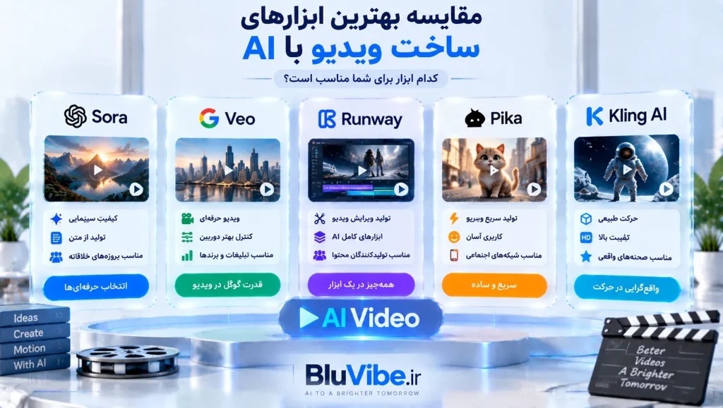 مقایسه بهترین ابزارهای هوش مصنوعی ساخت ویدیو مانند Sora Veo و Runway